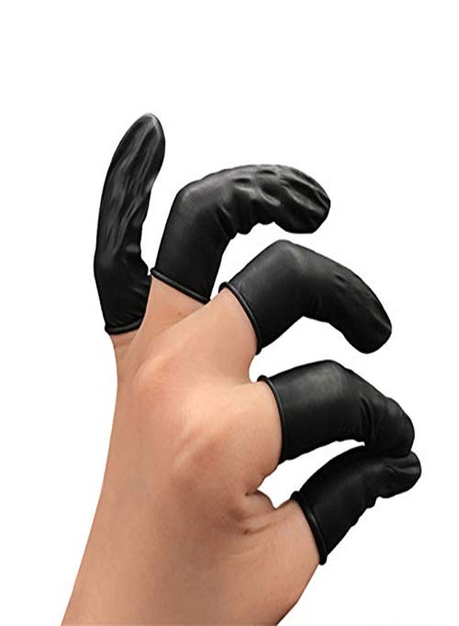 Lind Kitchen 150pcs Disposable Latex Finger Cots Protective Fingertips Gloves Rubber Industrial Fingerstall Sleeves 65mmx25mm (Black) - Image 2